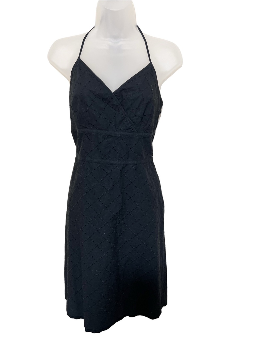 Vntg Ann Taylor Y2K 90’s 6 Eyelet Halter Cotton Empire Dress Dainty Minimalist